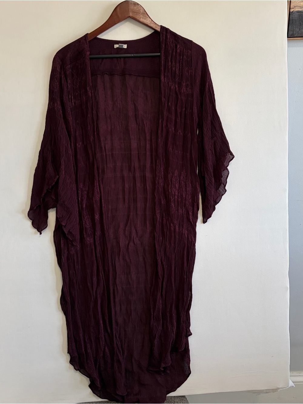 Ecote plum crinkle duster kimono Womens M/L Witchy whimsigoth ethereal forest